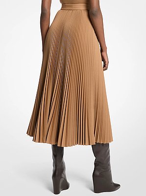 Wool Gabardine Pleated Skirt