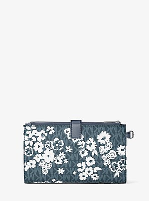 Jet Set Travel Large Printed Signature Logo Wristlet Wallet