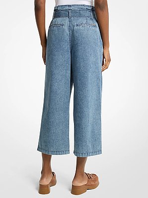 Denim Cropped Paperbag Pants