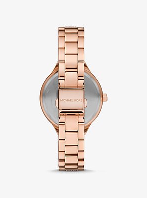 Pav&eacute; Rose Gold-Tone Watch