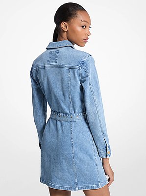 Mini-robe en jean &agrave; ceinture
