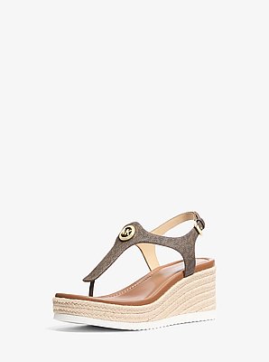 Val Signature Logo Thong Wedge Sandal