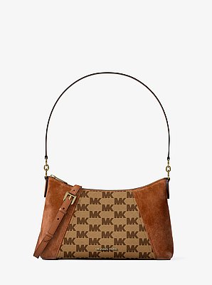 Sienna Medium Logo Jacquard and Suede Convertible Crossbody Bag