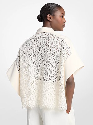 Corded Floral Lace Butterfly-Sleeve Top