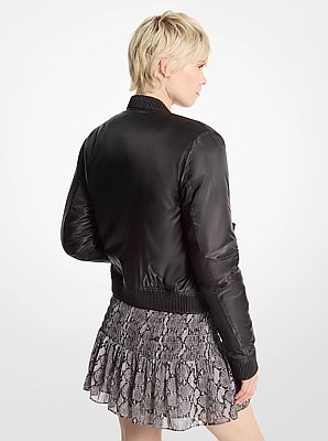Satin Cir&eacute; Bomber Jacket