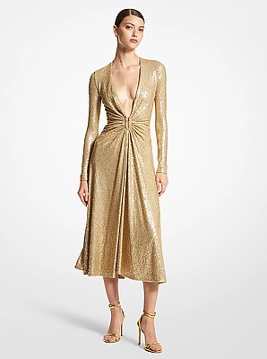 Hand-Embroidered Sequin Stretch Jersey Dance Dress