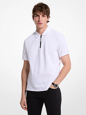 Cotton Zip-Up Polo Shirt