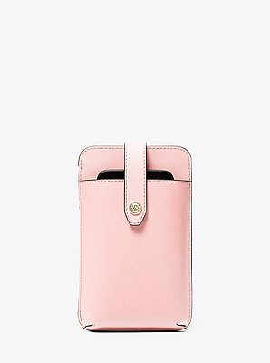 Bandolera de piel saffiano con compartimento para smartphone