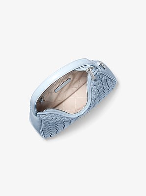 Nayla Small Woven Signature Logo Hobo Shoulder Bag in PALE OCEAN | Michael Kors image number 1