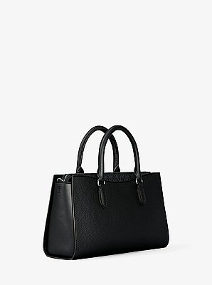 Arden Medium Pebbled Leather and Signature Logo Top-Zip Satchel