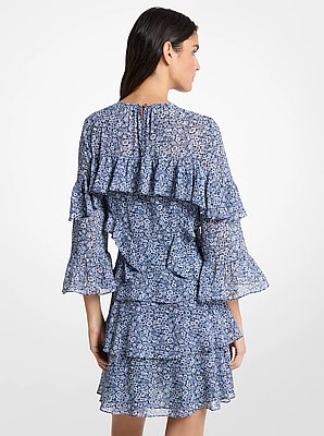 Floral Print Georgette Ruffle Mini Dress