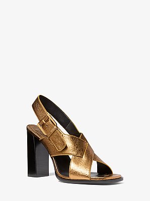 Jasmine Metallic Lizard Embossed Leather Sandal