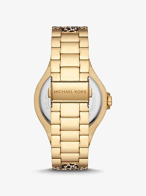 Oversized Lennox Animal Pav&eacute; Gold-Tone Watch