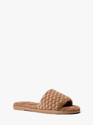Alexis Logo Debossed Velvet Slide Sandal