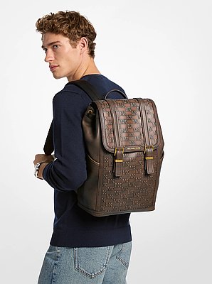 Sac &agrave; dos Colby de taille moyenne en cuir bruni &agrave; logo en relief