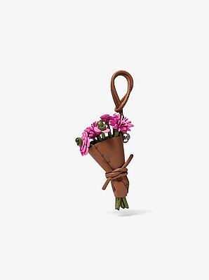 Leather Floral Bouquet Bag Charm