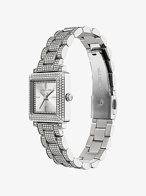 Petite montre Gwynn de ton argent &agrave; pav&eacute;