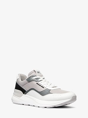 Trevor Leather and Stretch Knit Trainer