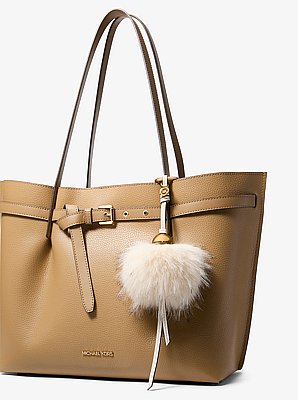 Gold-Tone Bead and Faux Fur Bag Charm