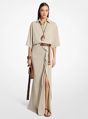 Wool Crepe Pareo Skirt