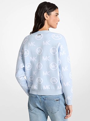 Logo Jacquard Cotton Blend Cardigan
