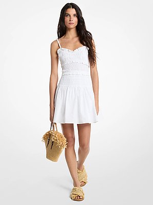 Smocked Cotton Poplin Tank Dress