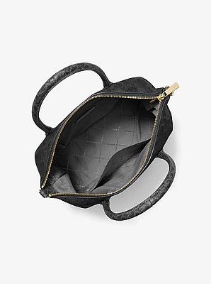 Sac Hyde de taille moyenne en daim et &agrave; logo Signature