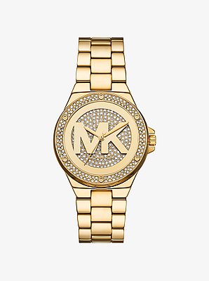 Reloj Lennox en tono dorado con incrustaciones de pav&eacute;
