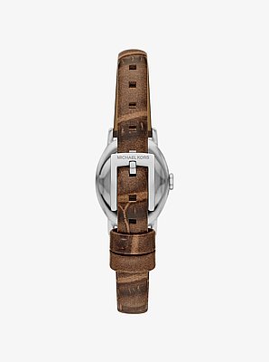 Reloj Maude peque&ntilde;o de edici&oacute;n limitada en tono plateado y piel con relieve de cocodrilo
