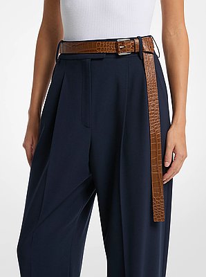 Jodi Crocodile Embossed Leather Trouser Belt