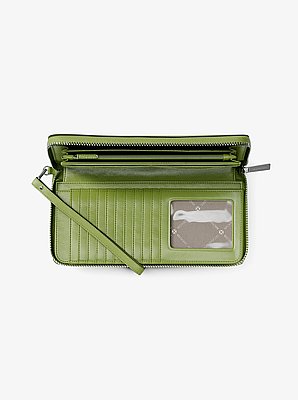 Large Pebbled Leather Continental Wallet