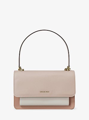 Grand sac port&eacute; &eacute;paule Claire &agrave; couleurs contrast&eacute;es en cuir