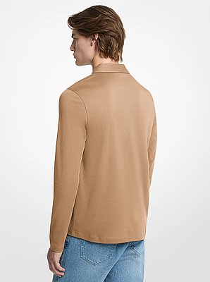 Cotton Long-Sleeve Polo Shirt