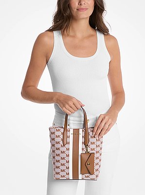 Petit sac fourre-tout convertible Vincent en jacquard &agrave; logo avec &eacute;tui pour cartes