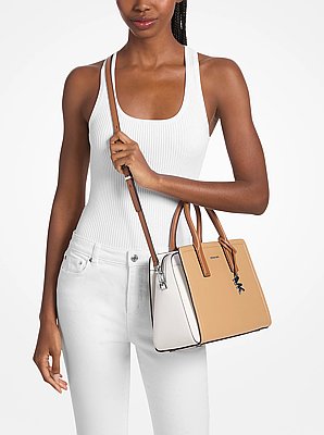 Sac Laila de taille moyenne en cuir &agrave; couleurs contrast&eacute;es