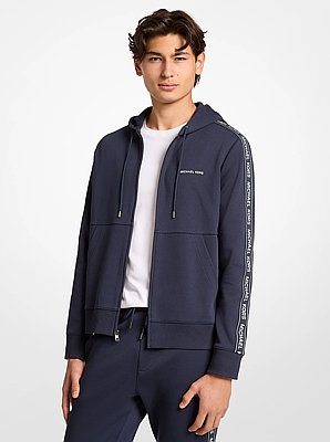 Logo Tape Cotton Blend Zip-Up Hoodie
