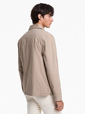 Giacca a camicia in popeline di cotone stretch tinto in capo