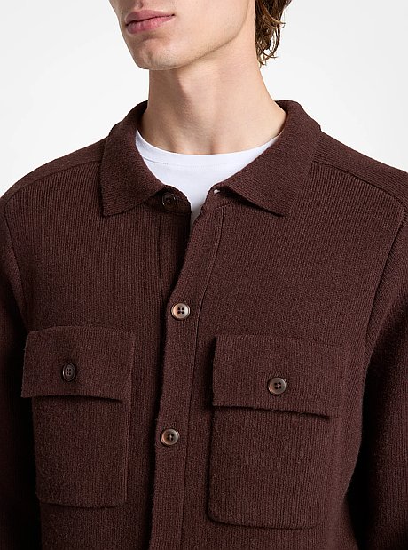 Veste-chemise en tricot &agrave; boutons