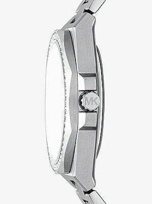 Montre surdimensionn&eacute;e Callum de ton argent &agrave; pav&eacute;