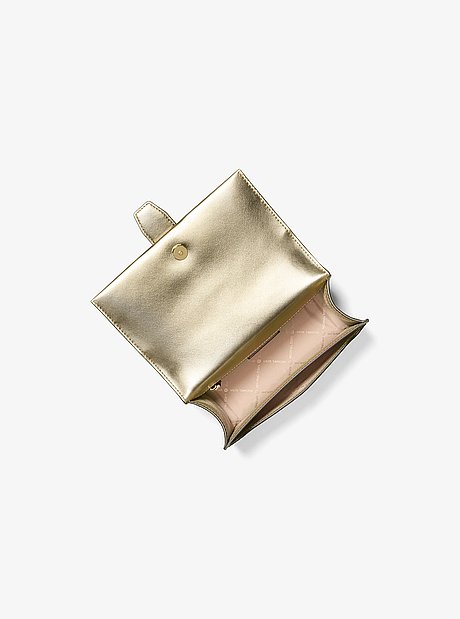 Greenwich Small Crackled Metallic and Signature Logo Crossbody Bag