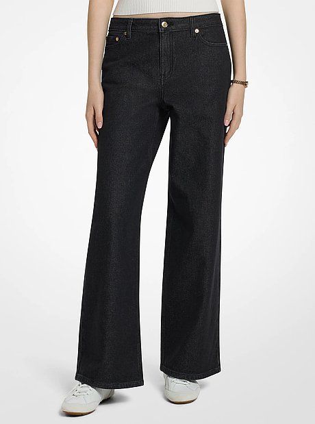 Stretch Denim Relaxed Wide-Leg Jeans