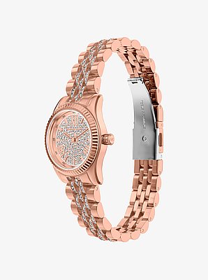 Petite Lexington Pav&eacute; Rose Gold-Tone Watch
