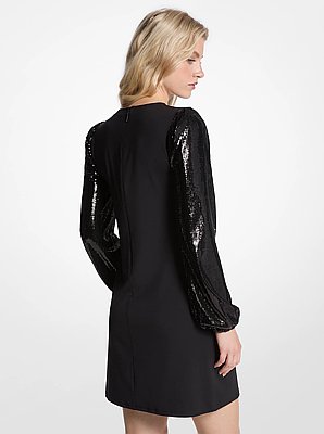 Crepe and Sequined Matte Jersey Dress