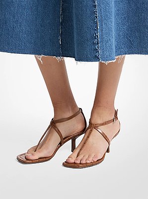 Anna Crocodile Embossed Leather Sandal