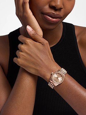 Mini Lexington Pav&eacute; Rose Gold-Tone Watch