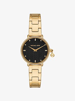 Orologio Pyper mini in tonalit&agrave; oro con pav&eacute;