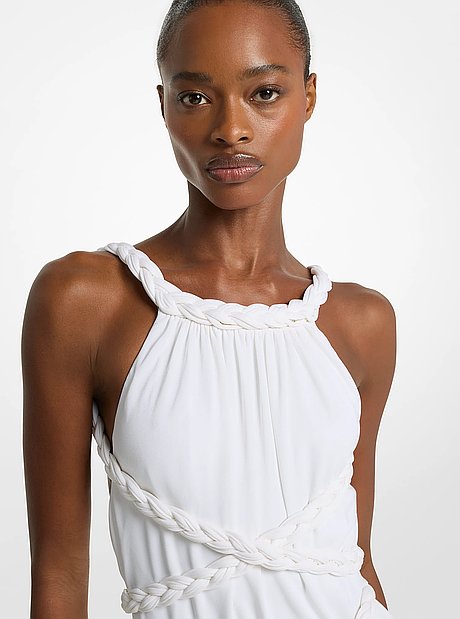 Vestido halter trenzado de jersey de crep&eacute;