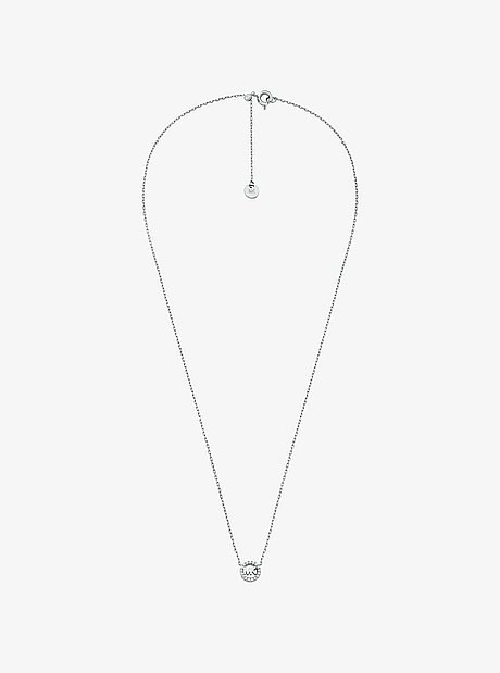 Pav&eacute; Logo Charm Necklace
