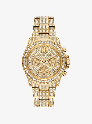 Oversized Everest Pav&eacute; Gold-Tone Watch