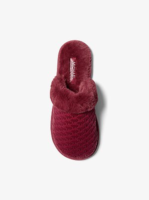 Liddy Logo Debossed Velvet and Faux Fur Slipper